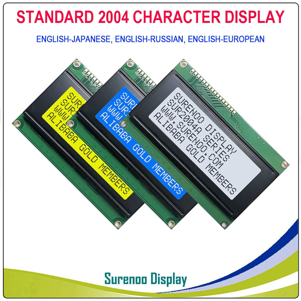 English / Japanese / Russian / European 204 20X4 2004 Character LCD Module Display Screen LCM with LED Backlight