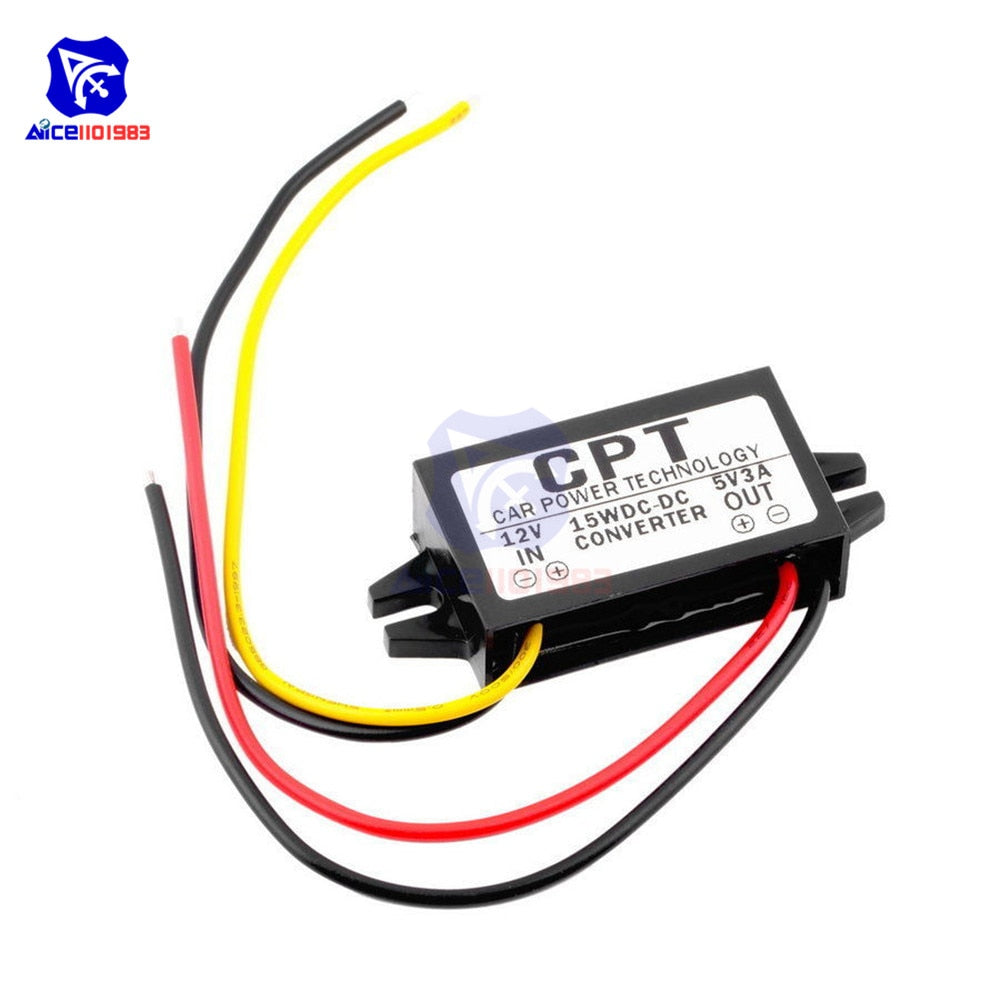 DC/DC Buck Converter Regulator 12V to 5V 3A 15W Car Monitor Power Supply