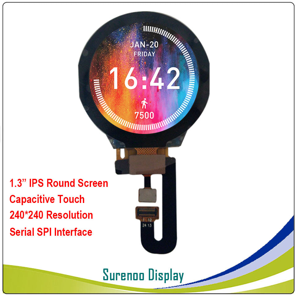 1.3 Inch Round Circle Circular 240X240 IPS Serial ST7789V TFT LCD Display Module Screen with Capacitive Touch Panel