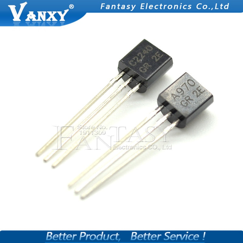 100pcs 2SA970 2SC2240 (50PCS* A970 +50PCS* C2240 ) TO-92 Bipolar Transistors - BJT NPN new and original