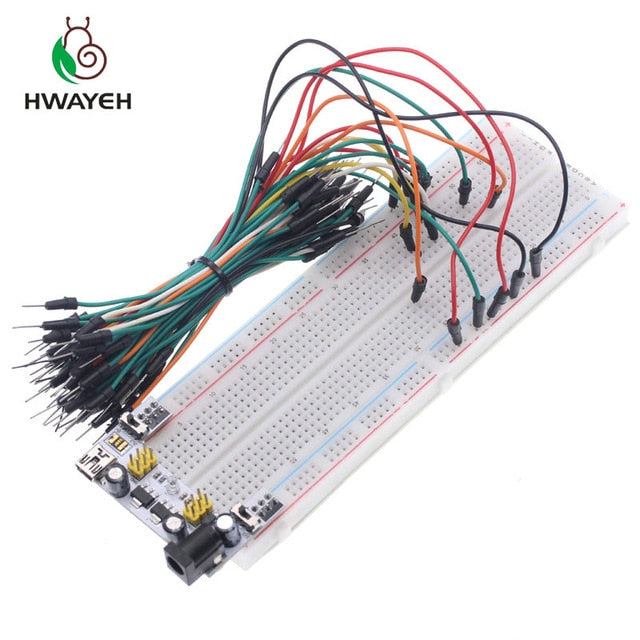 3.3V/5V MB102 Breadboard power module+MB-102 830 points Solderless Prototype Bread board kit +65 Flexible jumper wires
